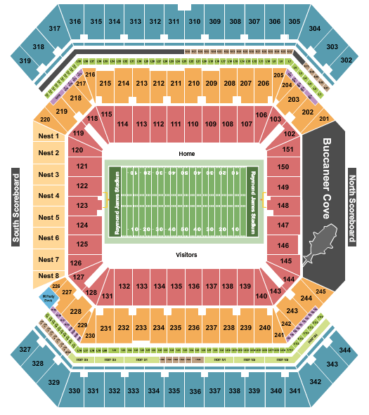 Raymond James Stadium Outback Bowl Seating Chart